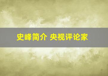 史峰简介 央视评论家